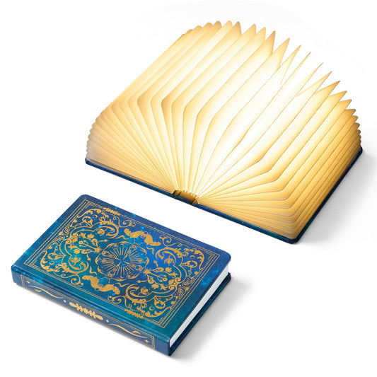 Uniwolk Book Lovers Gifts BookLamp - 5 Color Lights, 1200mAh Battery, Foldable Paper Lamp as Book Decor & Accessories, Hot Foil Cover Design, Unique Gifts for Women or Friends & Christmas
