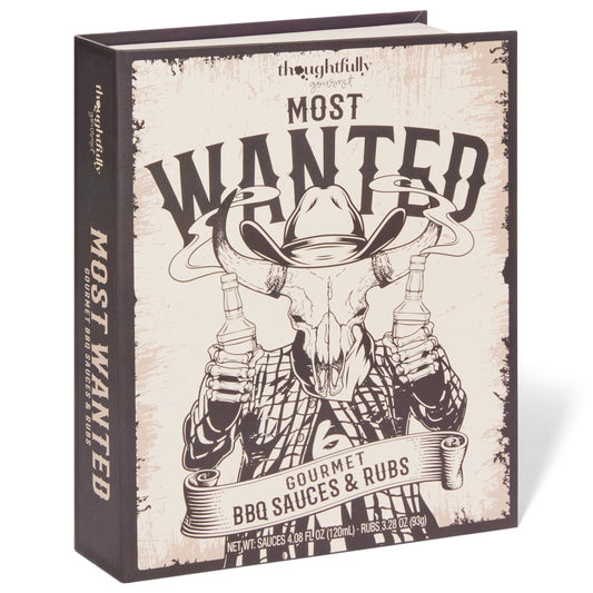 Thoughtfully Gourmet, Wild Western-Themed BBQ Sauce and Rubs Book Gift Set, Includes Honey, Montreal Rub & More, Set of 12