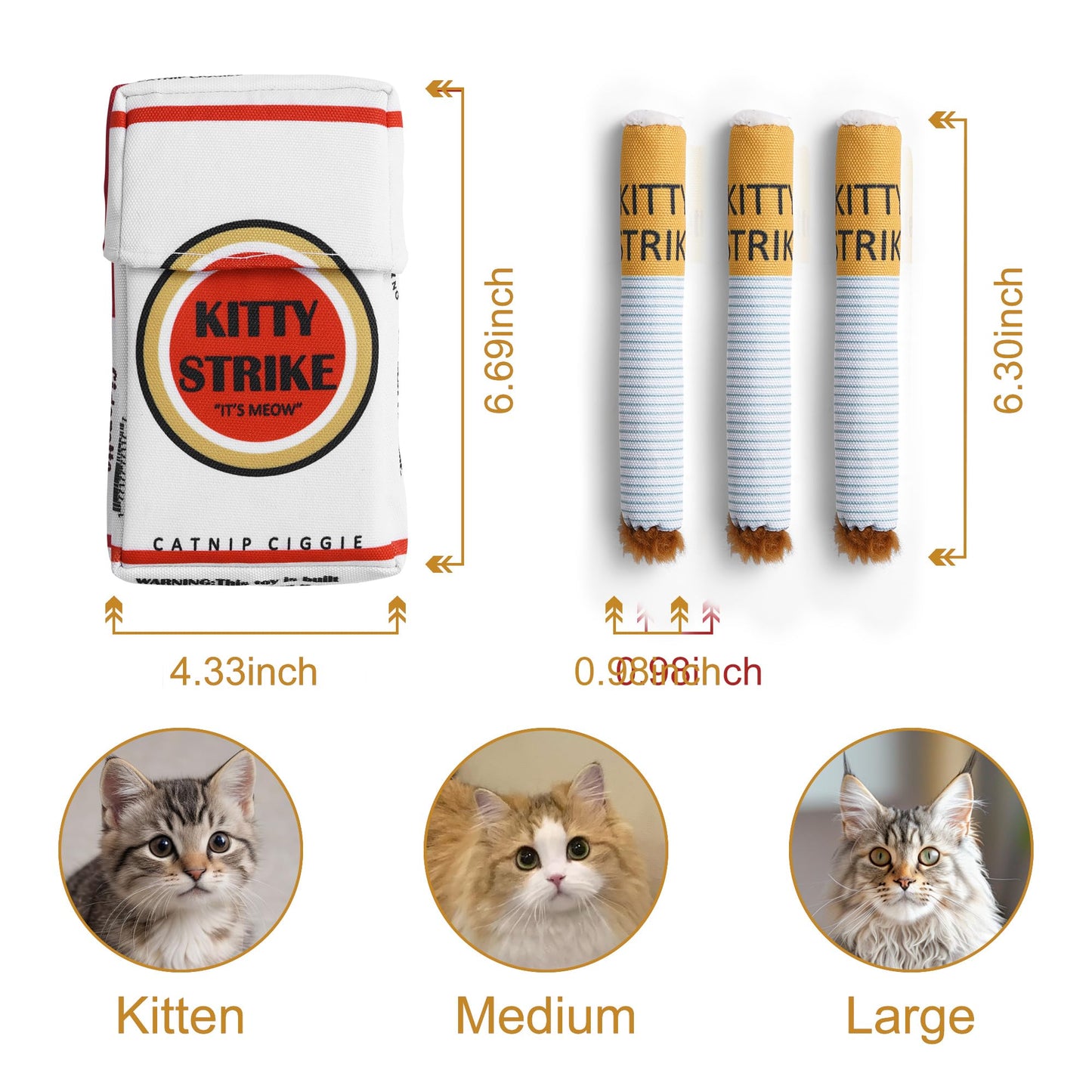 Nocciola 3 Pack Catnip Toys for Cats, Funny Cat Toys Filled with 100% Pure Organic Catnip, Safe Kitten Teething Chew and Kicker Toys, Stress Relieving Fun for Indoor Cats