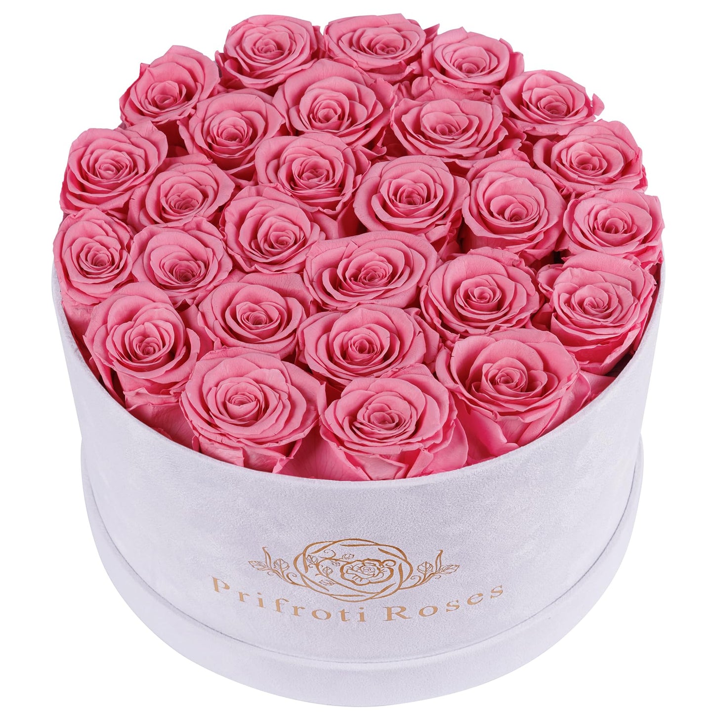 Prifroti 27 Flowers in a Luxury Suede Box, Birthday Gifts for Women, Preserved Flowers, Mothers Day Roses Gift for Mom, Light Pink