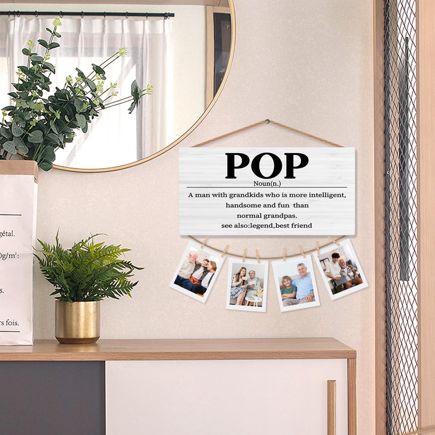 shiviody Pop Gifts Picture Frame Photo Holder for Wall, Best Grandpa Gifts for Christmas Birthday from Grandkids Granddaughters Grandsons, Grandpa Photo Hanging Display Picture Board for Wall Decor
