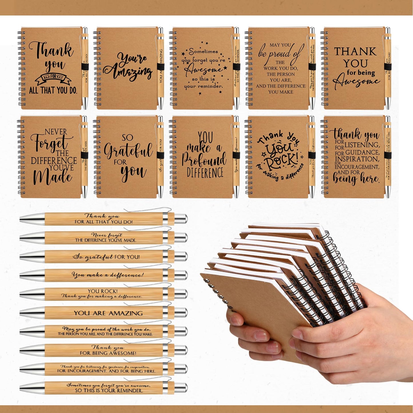 Tellingyou 20 Pcs Bulk Employee Appreciation Gifts Notebook with Pens Teacher Nurses Appreciation Week Gifts Thank You A6 to Do List Notebook for Team Office Coworker Staff Graduation