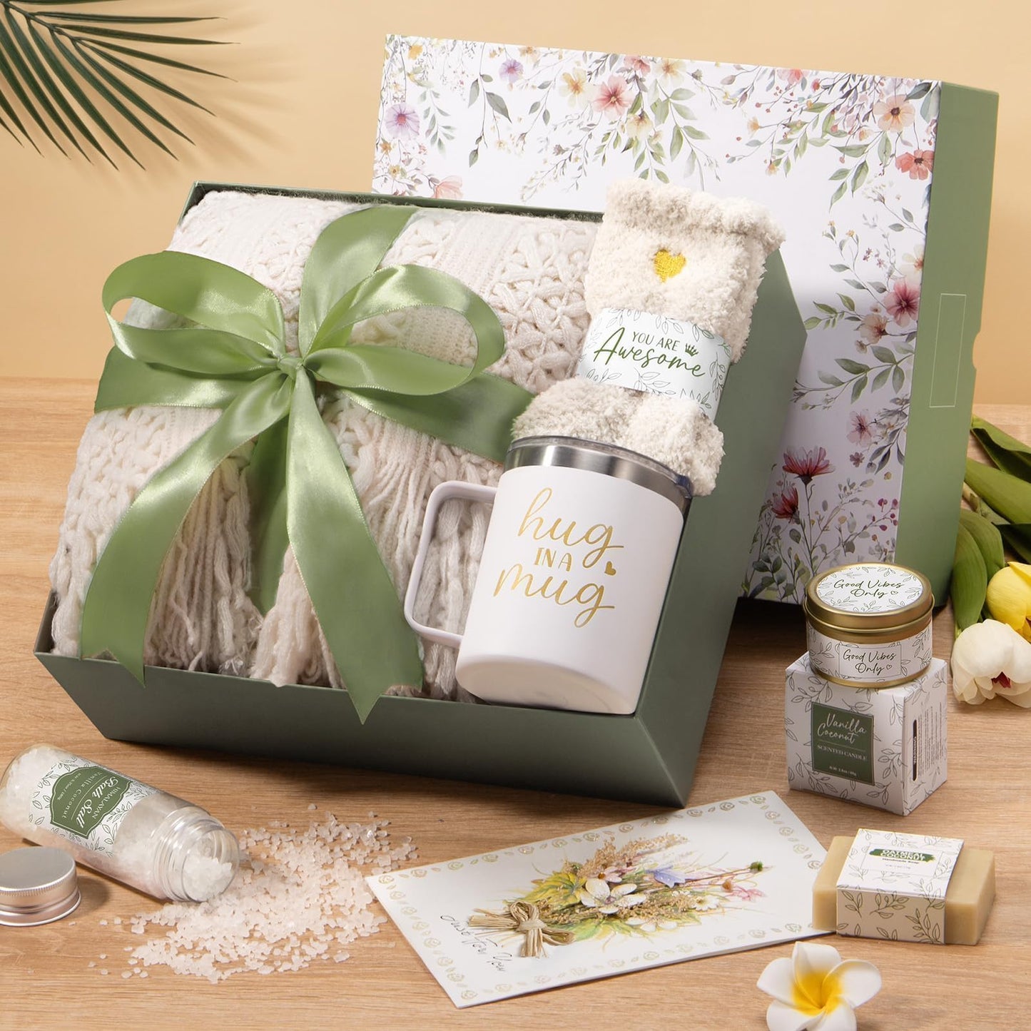 Self Care Gifts for Women Get Well Soon Gifts, Mothers Day Birthday Gifts for Women Care Package, Sympathy Gift Baskets Spa Gifts Thinking of You Inspirational Gifts for Mom Her Sister Grandma Friends