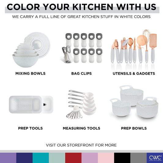 COOK WITH COLOR Kitchen Gadget Set Stainless Steel Utensils with Soft Touch Handles, 7 Pieces, Stainless Steel White