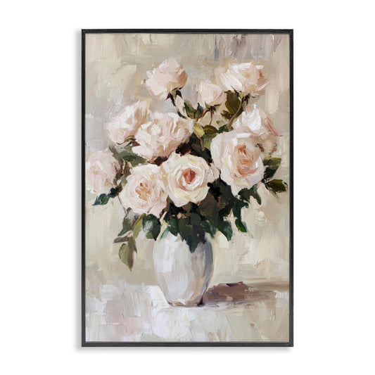 Stupell Industries Peachy Roses in Flower Vase Black Framed Giclee Art, design by Petal Prints Design, 18 x 12