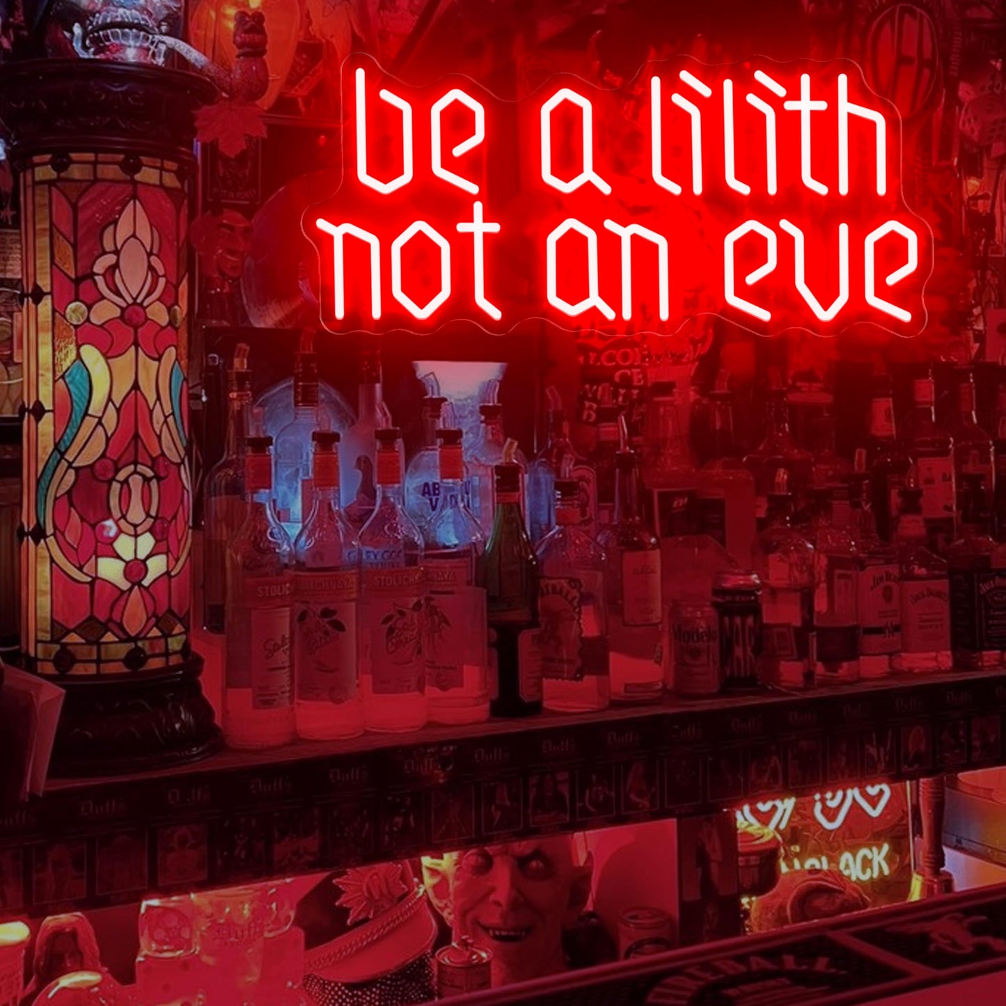 JOSEBRU Be a Lilith Not an Eve Neon Sign LED Gothic Medieval Neon Art Gothic Home Decor Halloween Room Decor Gift Idea for Birthday Book Lovers Empowering Feminist LED Wall Art