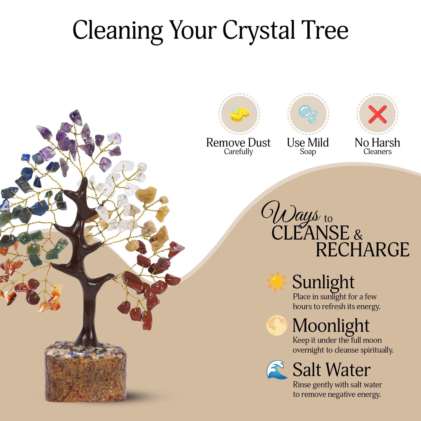 Seven Chakra Tree Of Life Crystal Tree, Crystals And Healing Stones, Birthday Gifts For Women, Healing Crystals And Stones Feng Shui Decor, Crystal Decor For Home Office, House Warming Gifts New Home