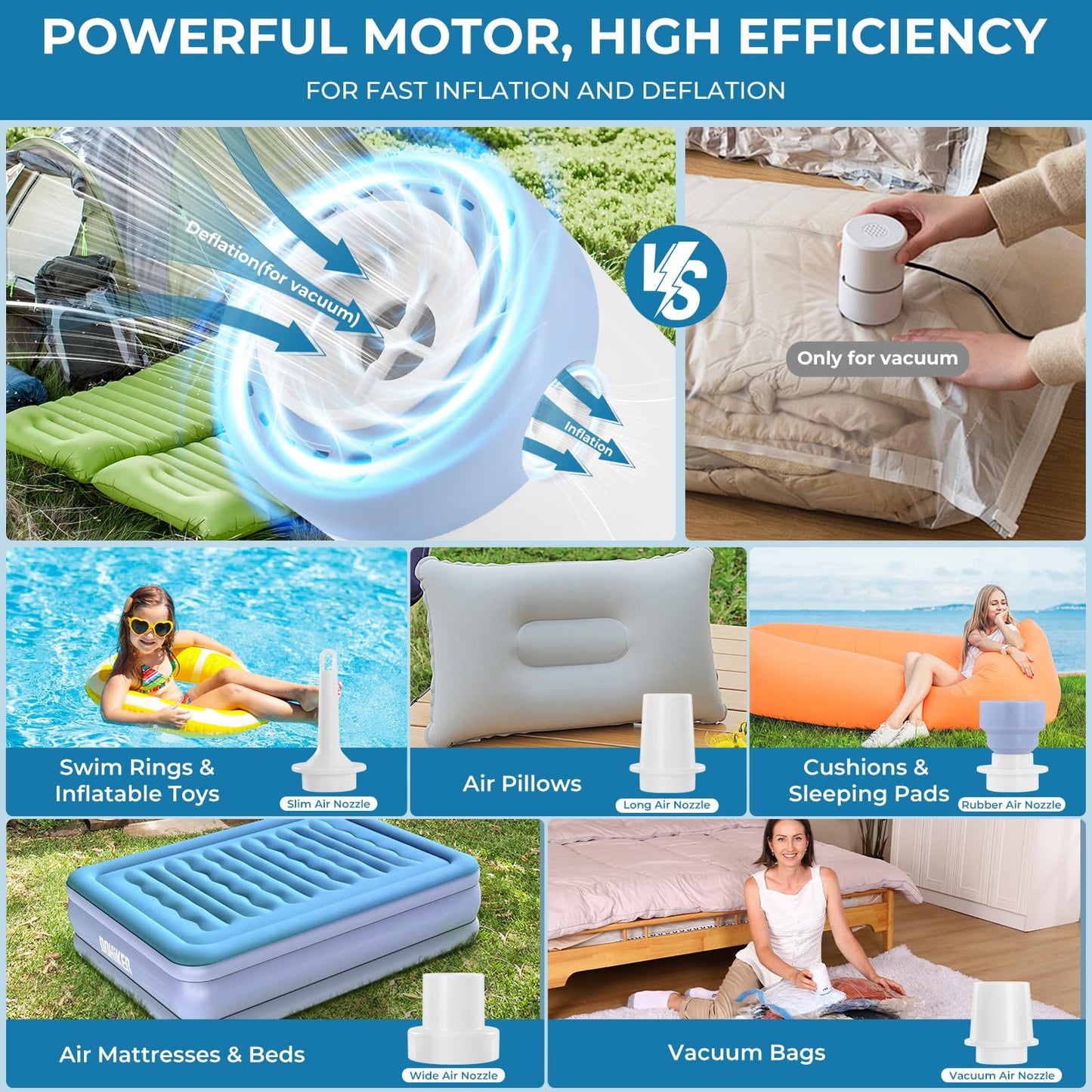 Vacuum Bags for Travel with Portable Electric Pump, 16 Pack Vacuum Seal Bags for Luggage and Suitcase Compression, Space Saver Vacuum Storage Bags for Clothes and Clothing Travel