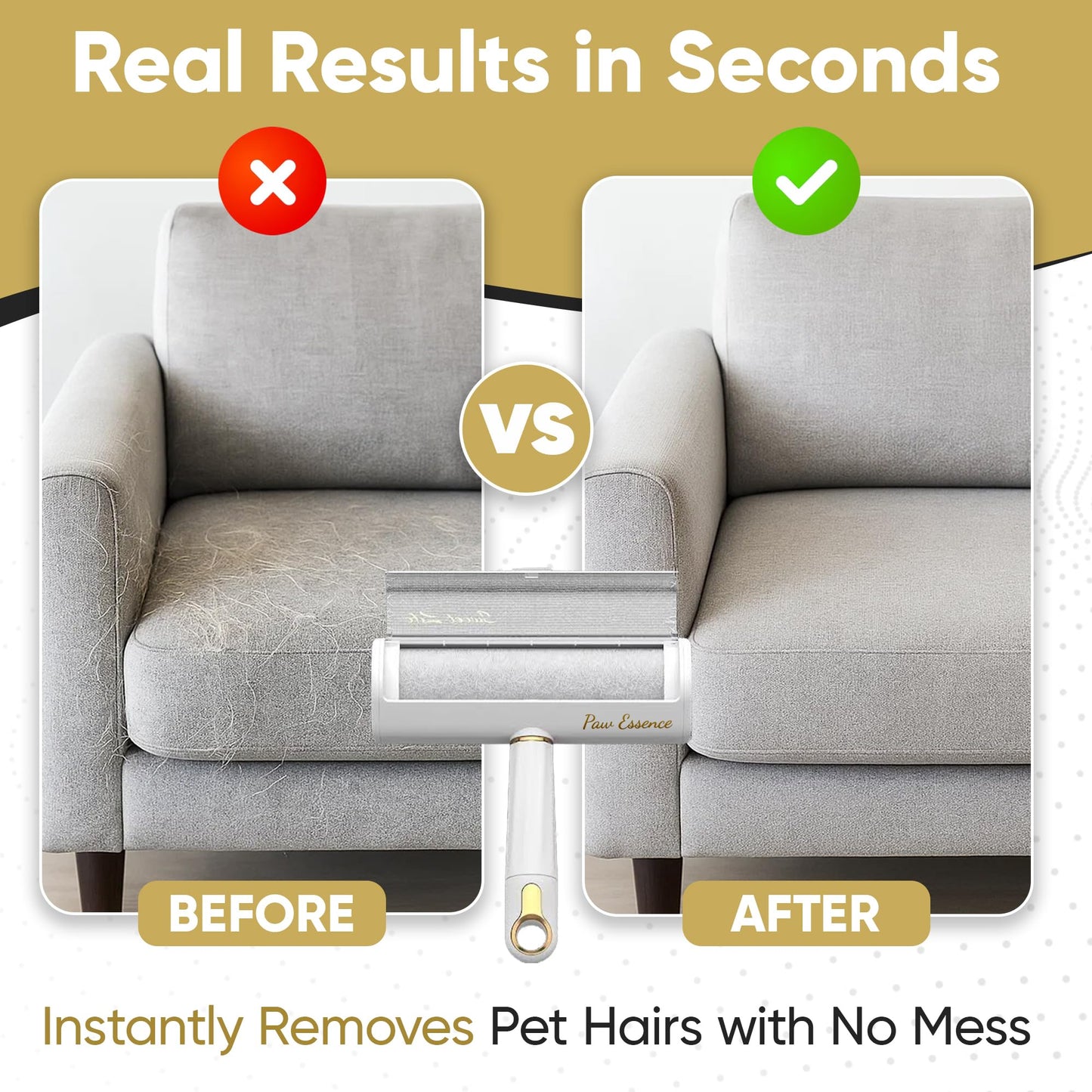 Paw Essence Pet Hair Remover & Reusable Lint Roller – Cat & Dog Hair Remover for Furniture, Couch, Carpet, Bedding, Clothes & Car – Portable Fur Remover Tool + Pet Hair Removal Glove Bundle