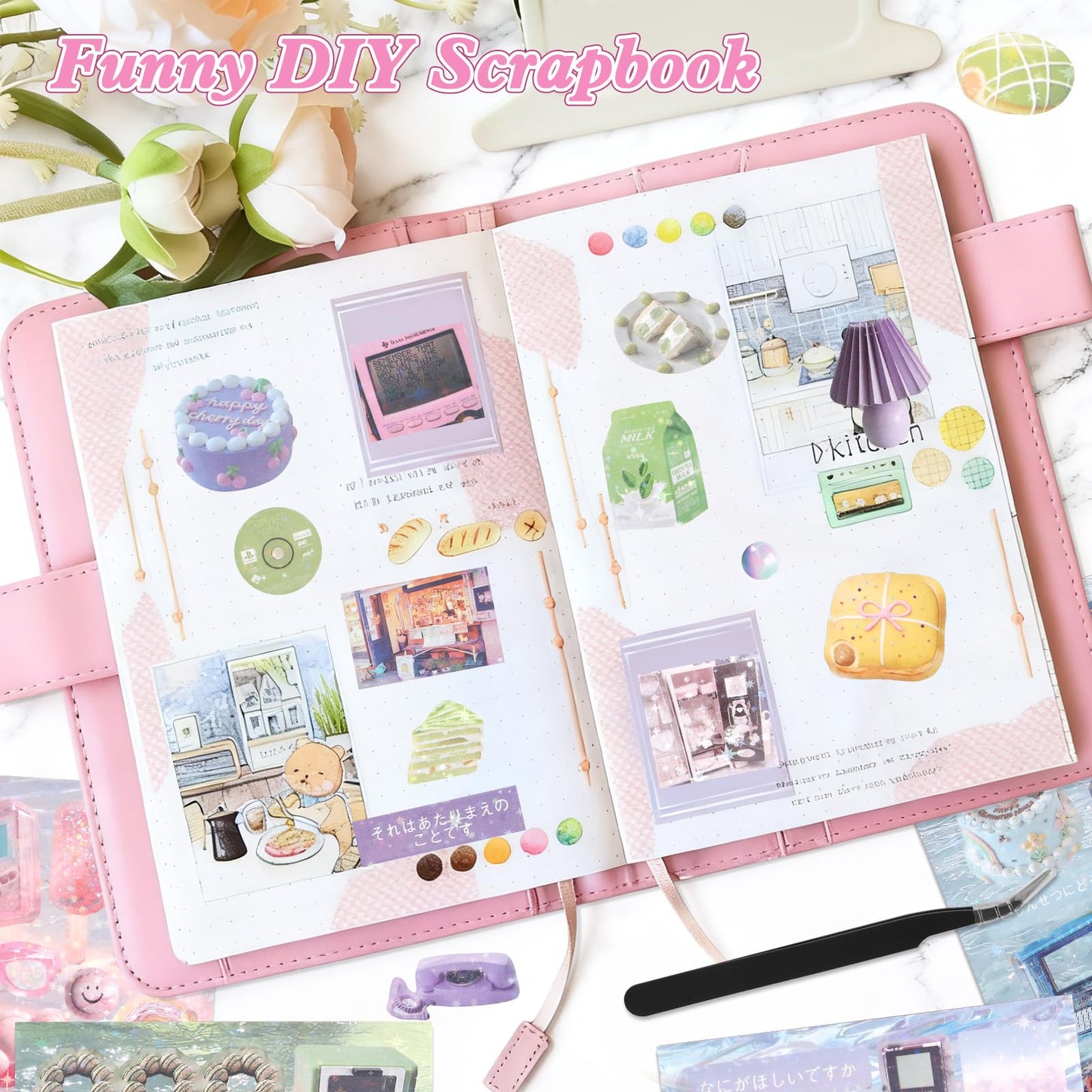 800Pcs Cute Scrapbook Stickers Travel Y2k Japanese Sticker Book for Adult Kawaii Korean Stickers for Journaling Heisei Retro Aesthetic Sticker Manga Style Decor for DIY Craft Junk Journal Gifts Memory