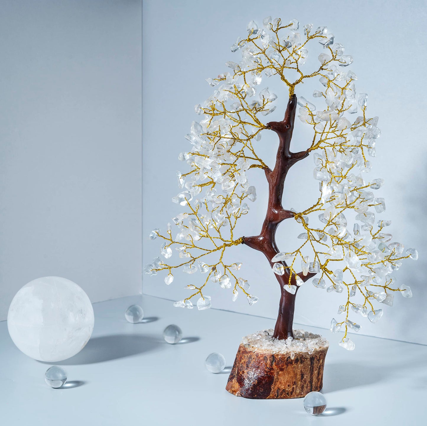 Crocon® Clear Quartz Crystal Tree of Life, Birthday Gifts for Women & Men, House Decor for Shelf Healing Crystals, Spiritual Gift Room Decor, House Warming Gifts New Home, Birthday Gift for Mom