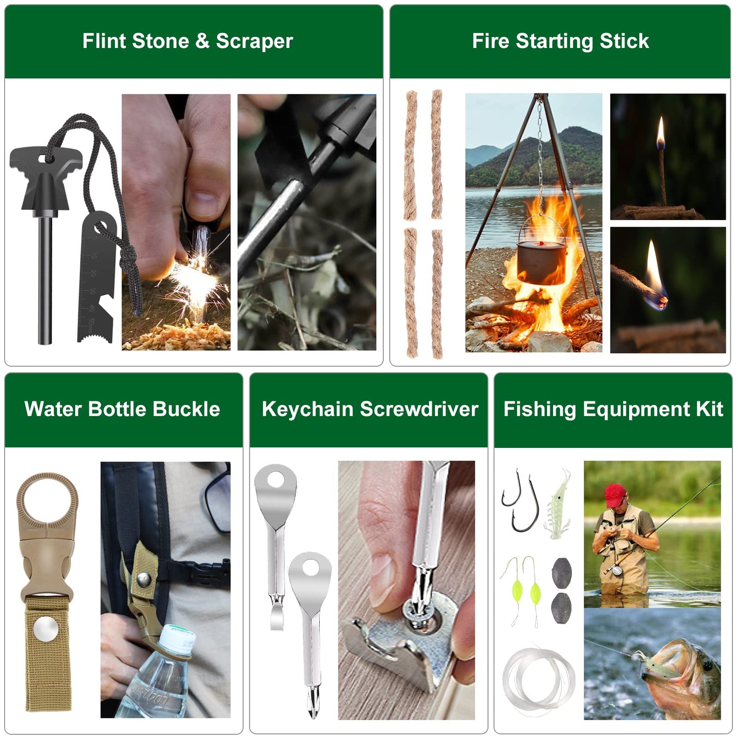 Gifts for Men Dad Christmas Husband Teenage Boy, Survival Kit 28 in 1, Survival Gear Tool Emergency Tactical Equipment Supplies Kits for Families Outdoors Camping Hiking Adventures