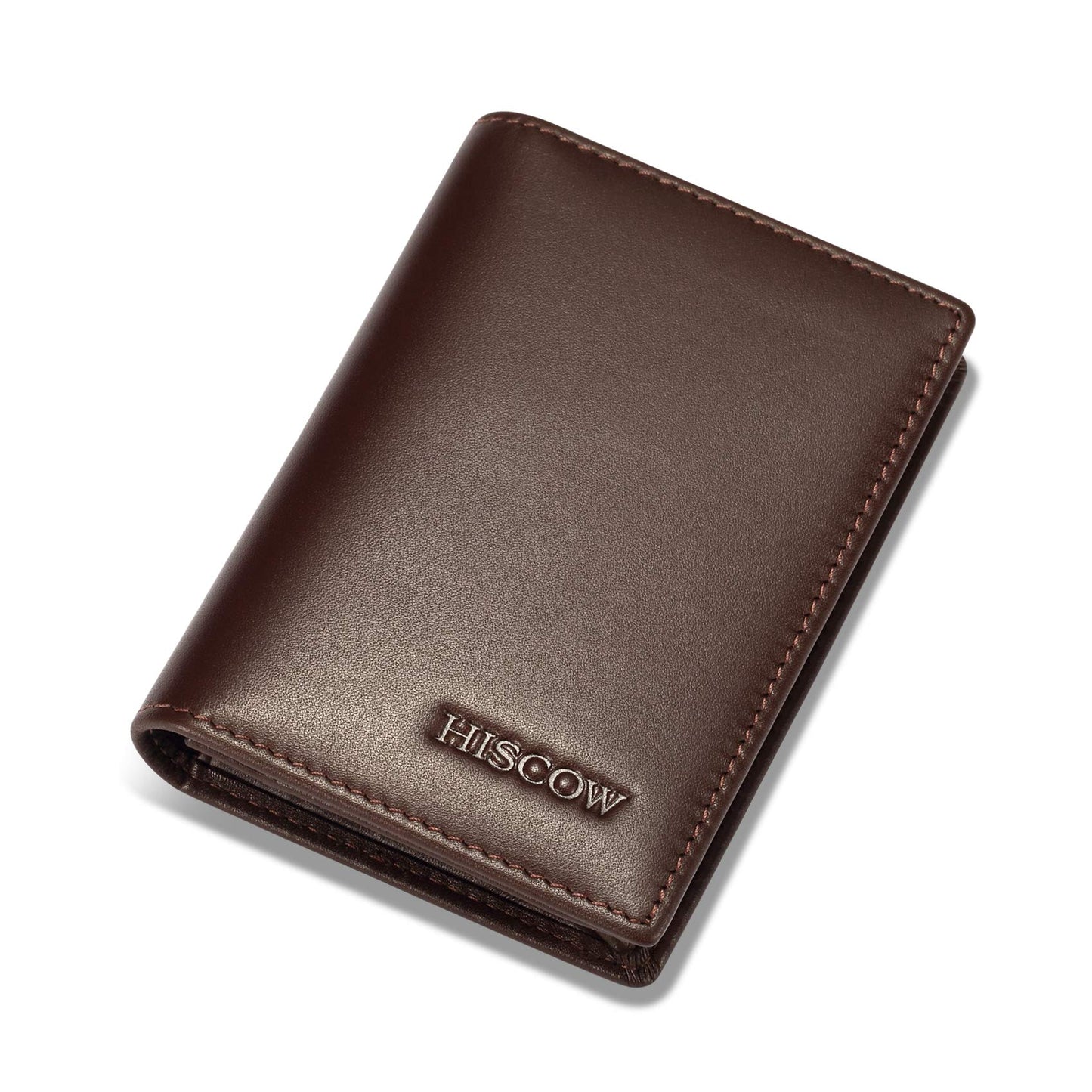 HISCOW Leather Business Card Case Holder for Men & Women, Italian Calfskin (Coffee)