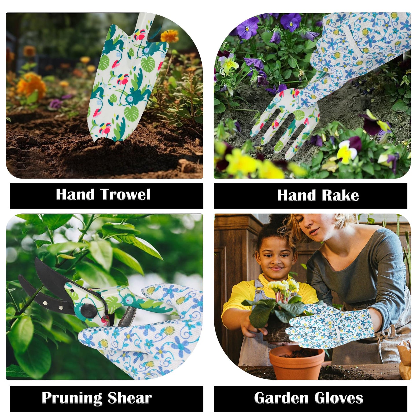 Gifts for Mom Mothers Day, Mom Birthday Gifts from Daughters Floral Gardening Tools and Durable Garden Tools Organizer Tote, Ideal Gardening Gift for Women Plant Lover Present