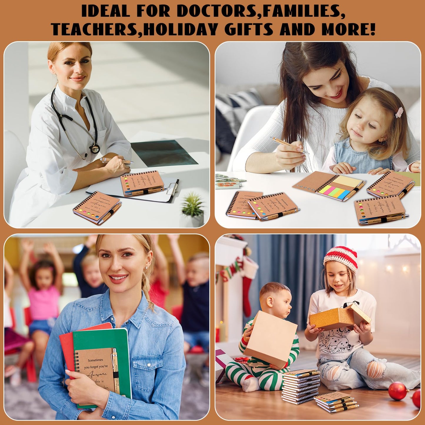 40 Sets Employee Appreciation Gifts Inspirational Spiral Notebooks with Sticky Notes Notepads Thank You Bamboo Ballpoint Pens Bulk for Coworker Nurse Teacher (SOMETIMES)