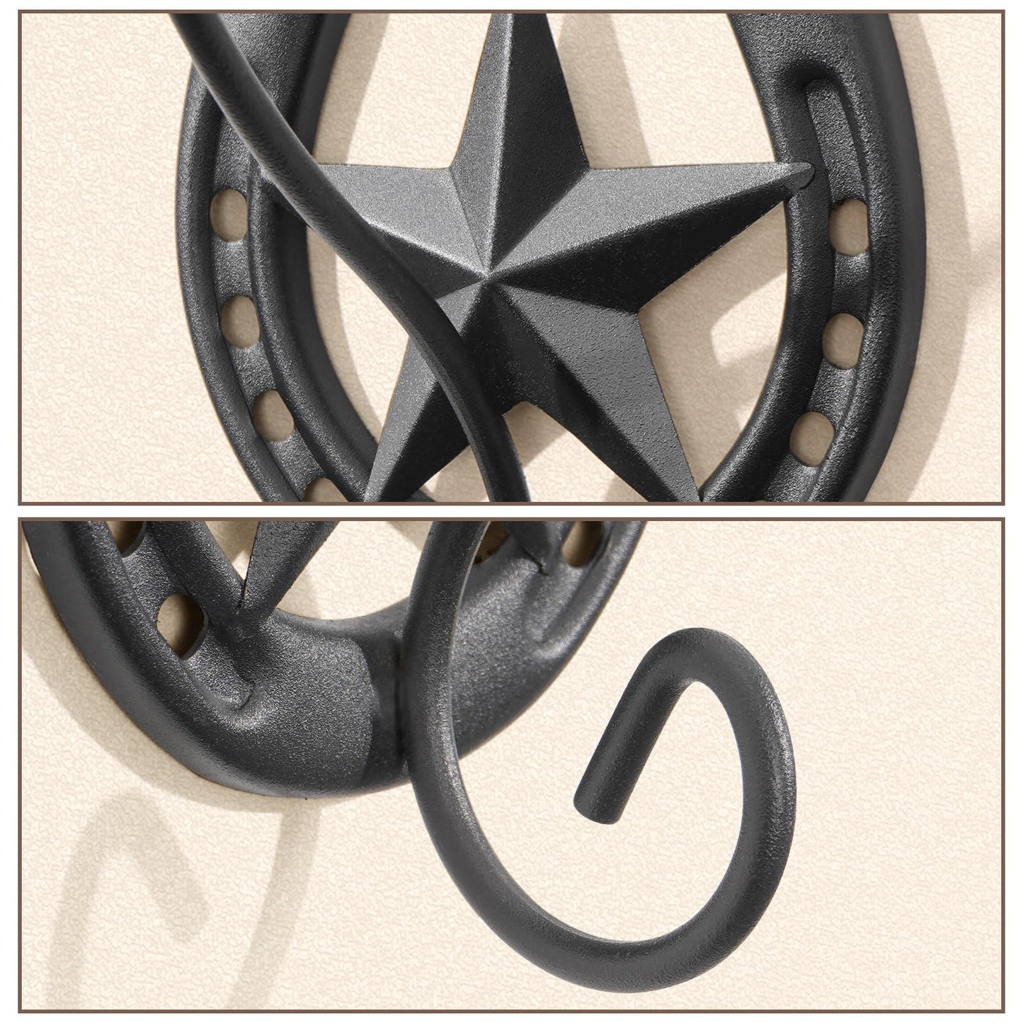 HYDERMUS Cowboy Hat Holder for Wall 2 Pack Metal Iron Cowboy Hat Rack Western Hat Hanger Horseshoe Hooks Storage Cowboy Hat Organizer Display Closet Living Room Western Gifts Wall Decor Black