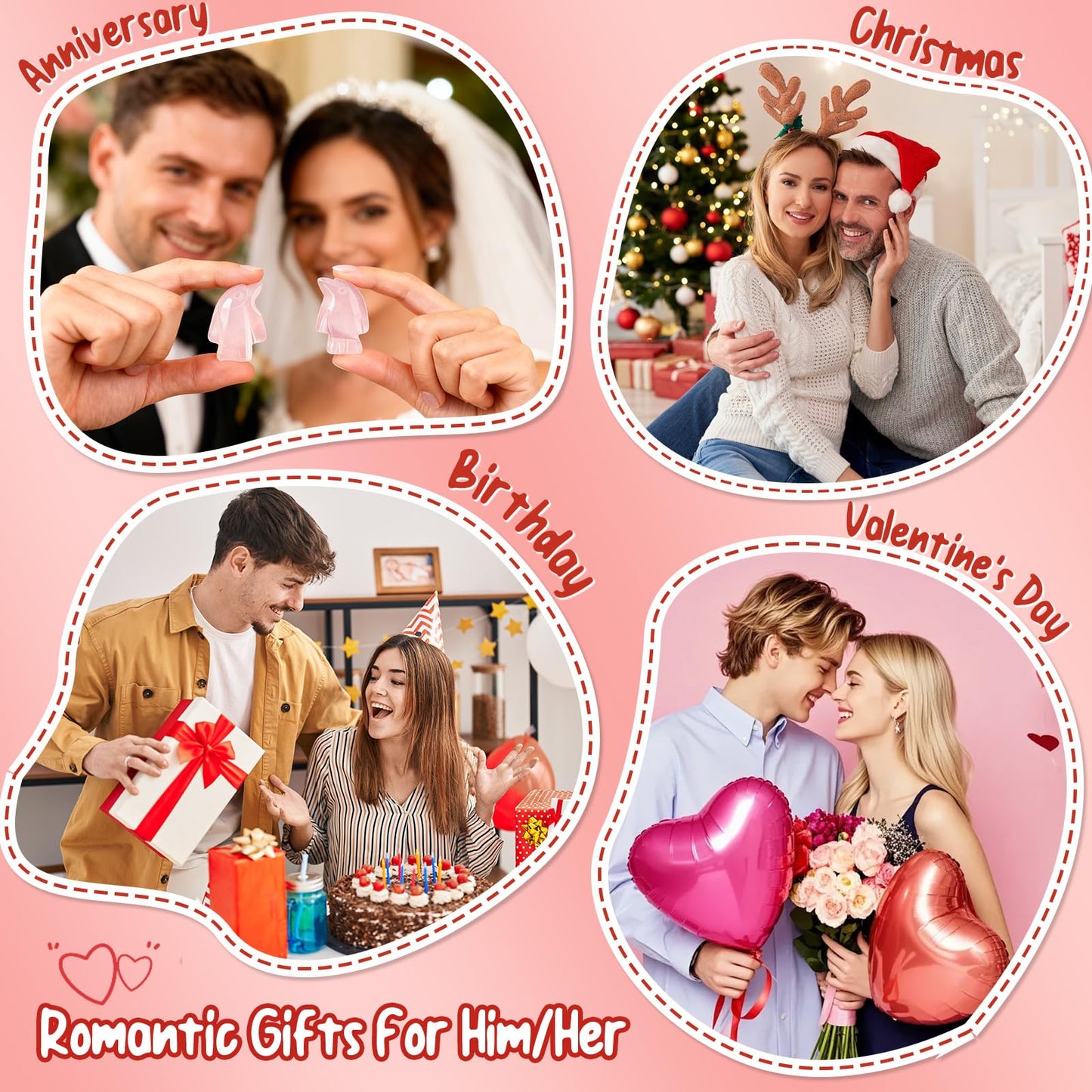 FRESOULY Gifts for Him Her,Rose Quartz Penguin Gifts for Couples,Romantic Anniversary Wedding Birthday Valentines Gift for Men Women Boyfriend Girlfriend Husband Wife