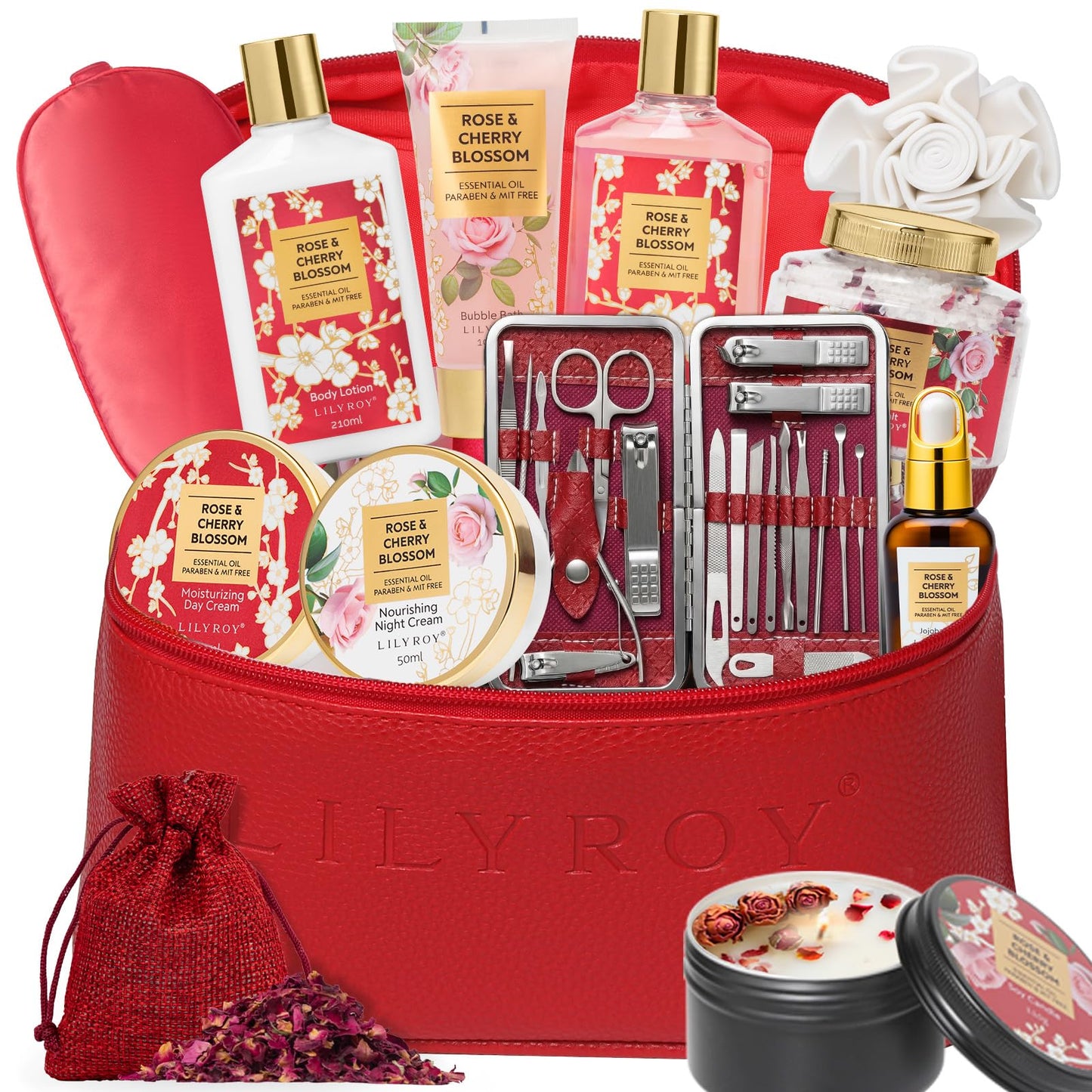 Gifts for Women, Spa Gift Set for Women - Rose Bath and Body Gift Set Beauty Skin Care Spa Kit with Shower Gel | Bath Kit, Valentines Day, Birthday, Christmas, Mothers Day Gift for Mom