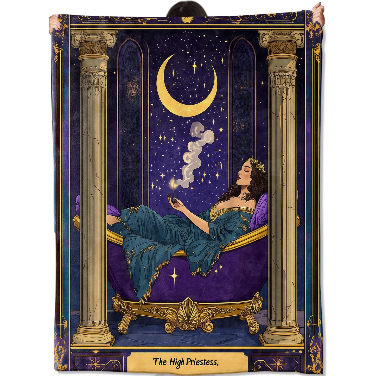 amepay Tarot Card Blanket Gifts for Women Adult Girls,The High Priestess Moonlit Throw Blankets,Soft Comfy Lightweight for Home Halloween Couch Bed Sofa Decor,Enchanting Night Sky Design 50x60in