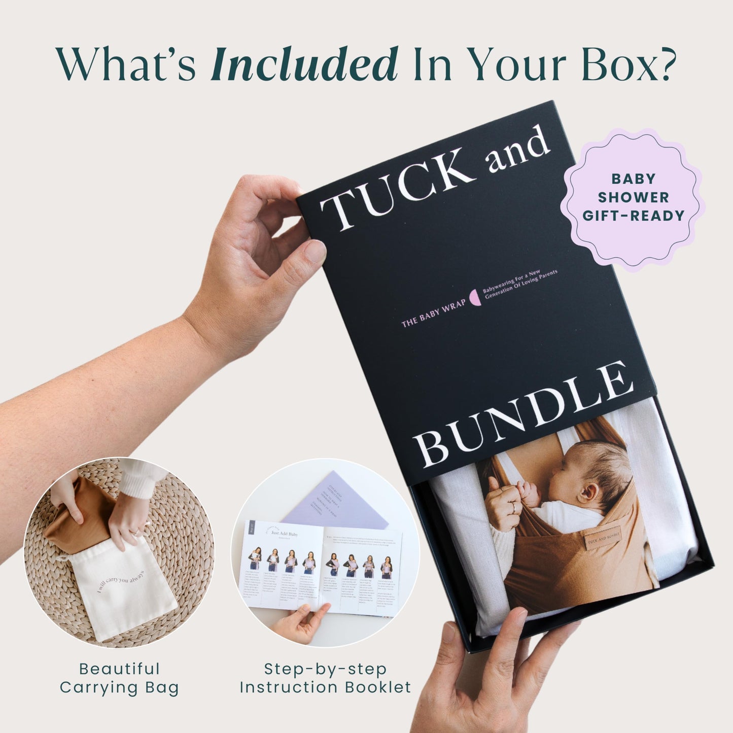 Tuck and Bundle Baby Wrap Carrier for Newborns, Infant Carrier for Babywearing, 8-35 lb Lightweight Soft Tencel Modal Baby Wraps, Baby Essentials, Best for Baby Shower, 0-18 Months Old - Sandstone