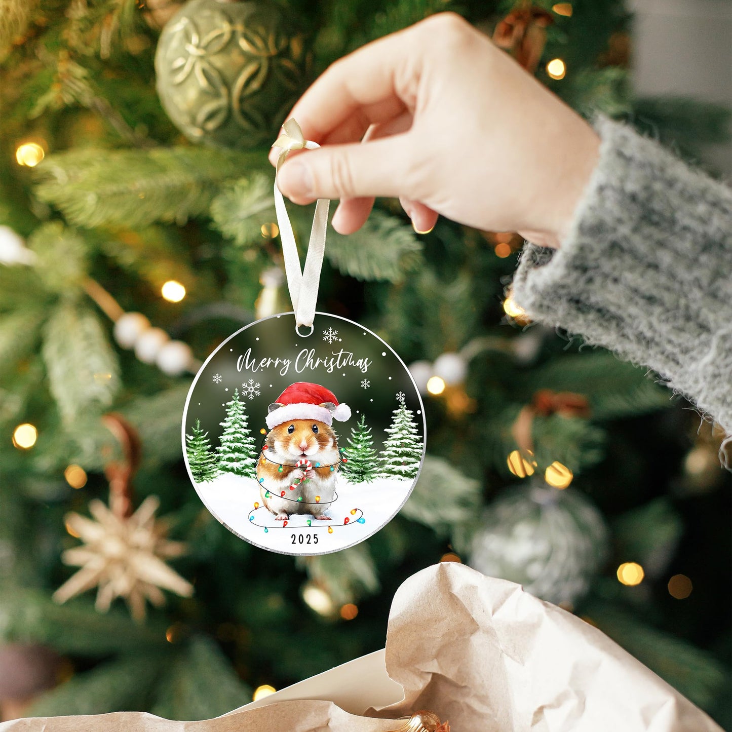 KATLADIZ Hamster Ornaments - Hamster Ornaments for Christmas Tree - Hamsters Gifts for Women, Lovers, Girls - Gifts for Cute Animals Lovers - Acrylic Christmas Ornament 2025