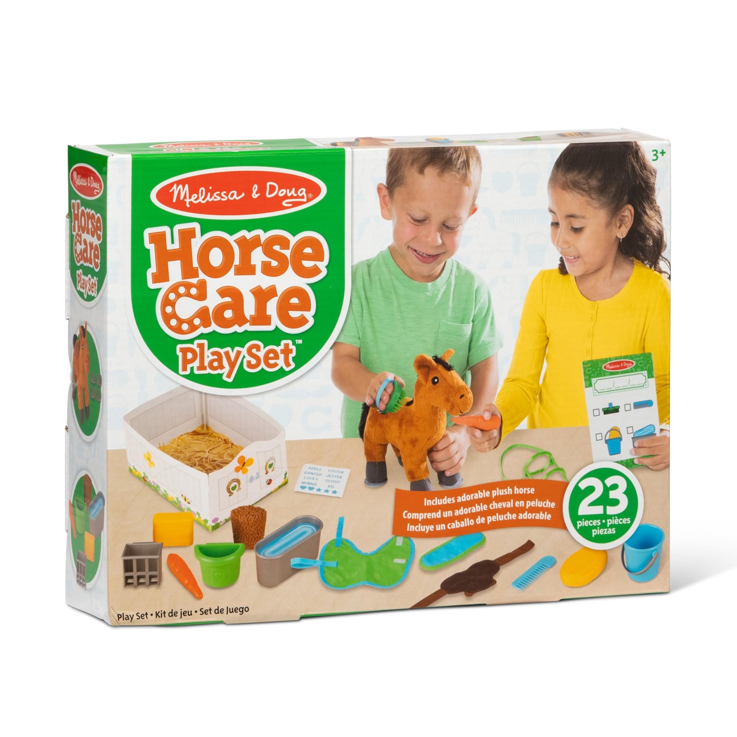 Melissa & Doug Feed & Groom Horse Care Play Set with Plush Stuffed Animal (23 pcs) Pretend Play Horse Plush Toys for Girls and Boys Toddlers Ages 1+