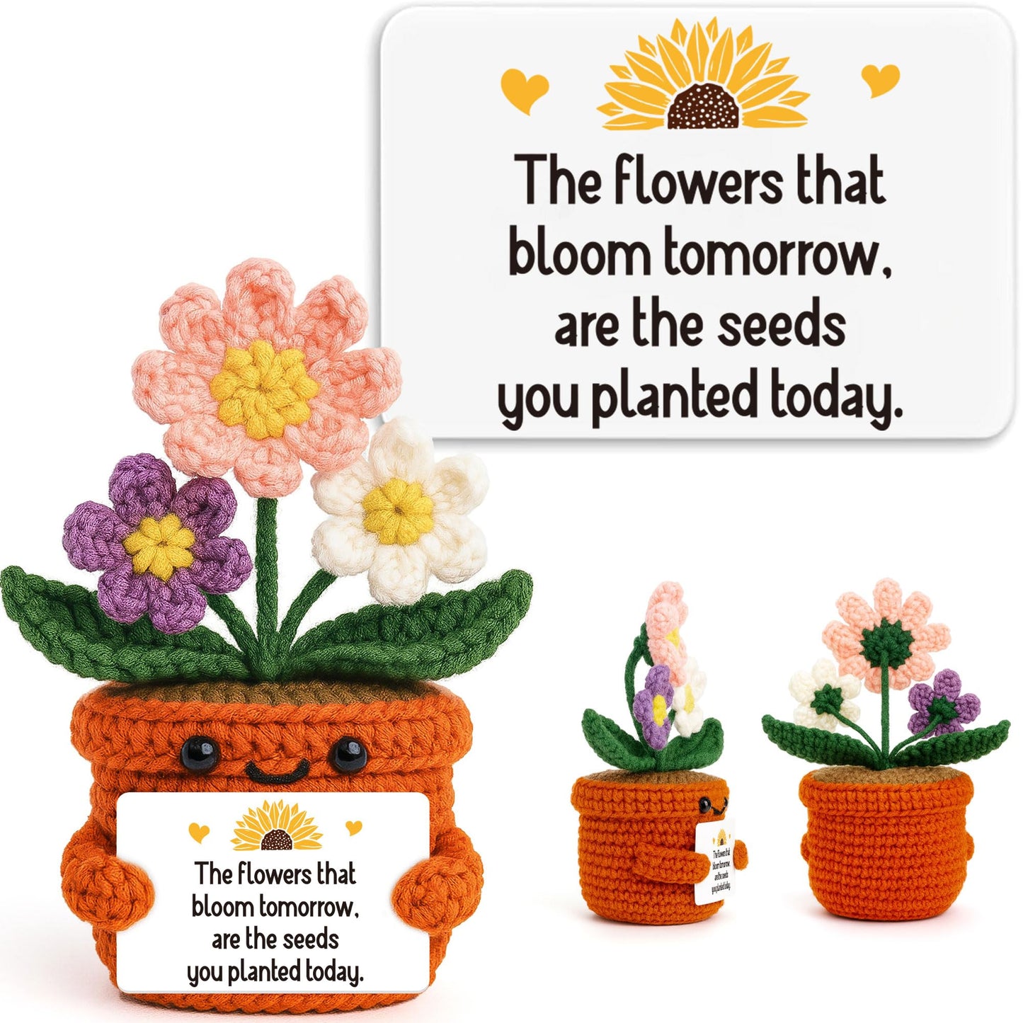 BackURyear Cute Women Teacher Appreciation Gifts, Thank You Christmas Graduation End of Year Gift for Best Female Mentor Mom, Crochet Daisy Present Woman Teachers Office Desk Decor