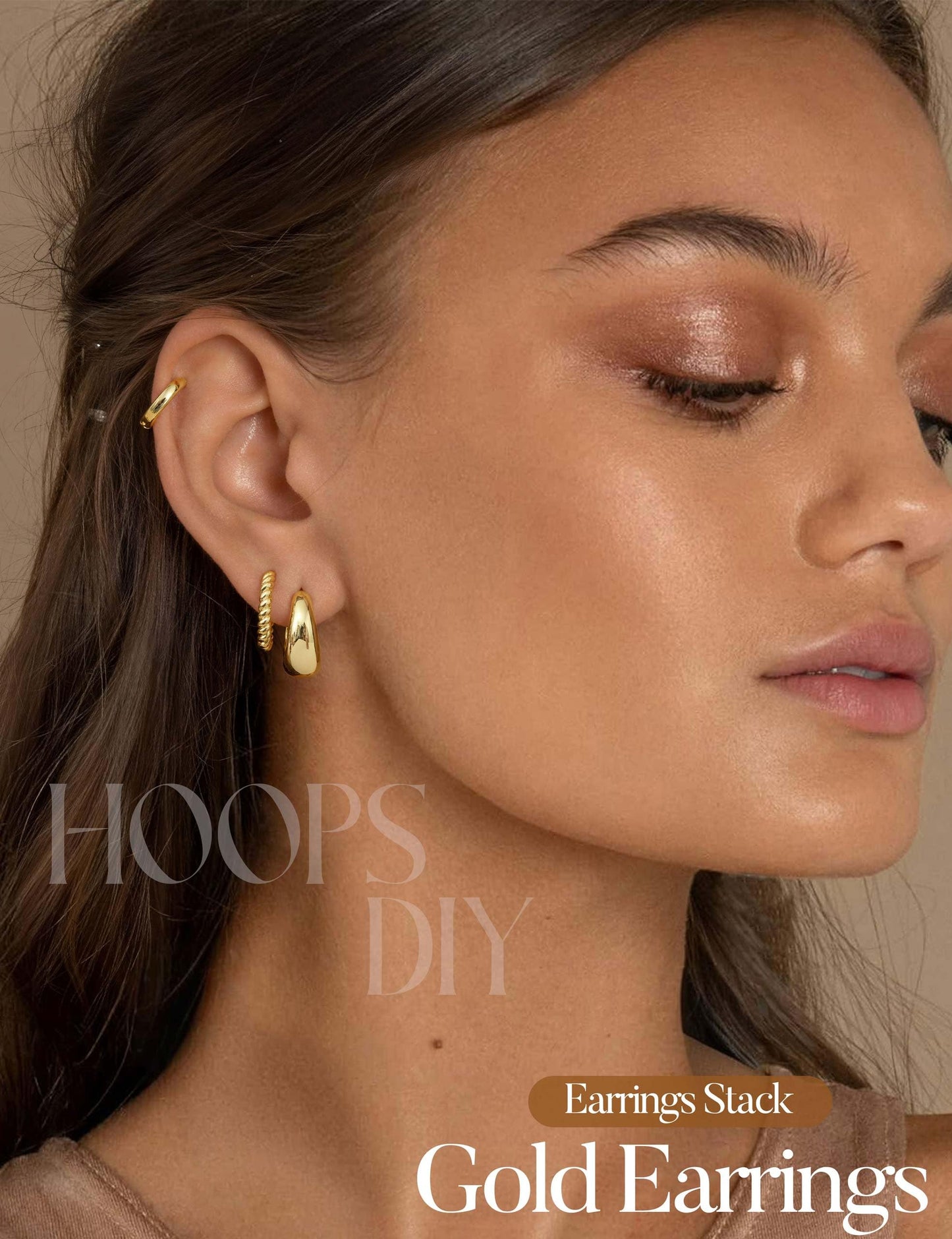 Jstyle Small Gold Hoop Earrings for Women Trendy 14K Gold Plated Huggie Earring Stacks Hypoallergenic Huggie Earrings Set Dainty Chunky Cartilage Earring Sets for Multiple Piercing Jewelry Gift