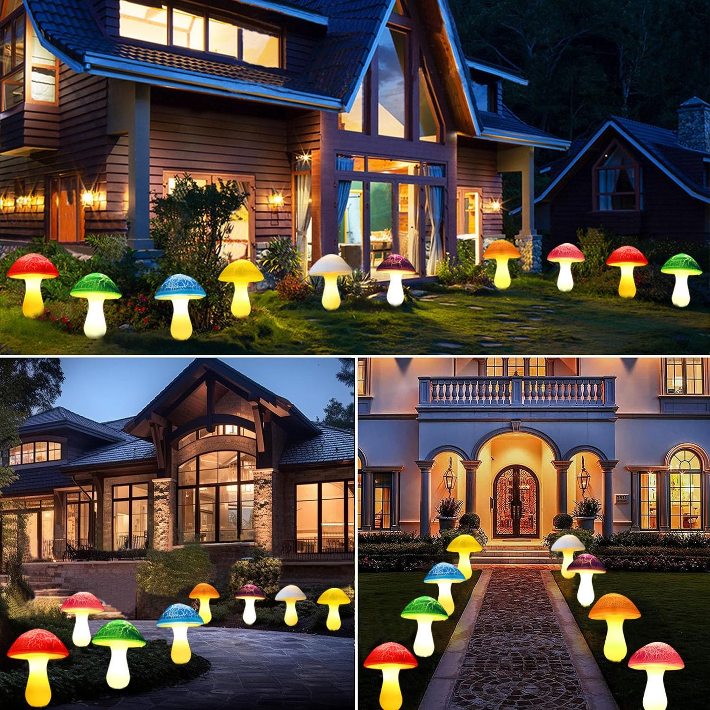 Viewpick Solar Garden Decor Lights 8 Crack Mushrooms Outdoor Decor Stake Lights, Waterproof Solar Pathway Light Gardening Gifts for Garden Gnomes Backyard Flower Bed Christmas Decorations