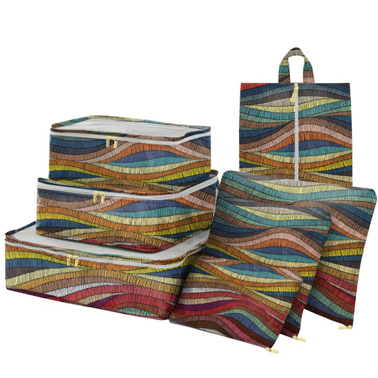 BHAHB 7 Set Packing Cubes Travel Luggage Organizers for Suitcase Travel Accessories with Shoe Bag for Girls Women Aesthetic Cute Boho Bohemian-Colorful