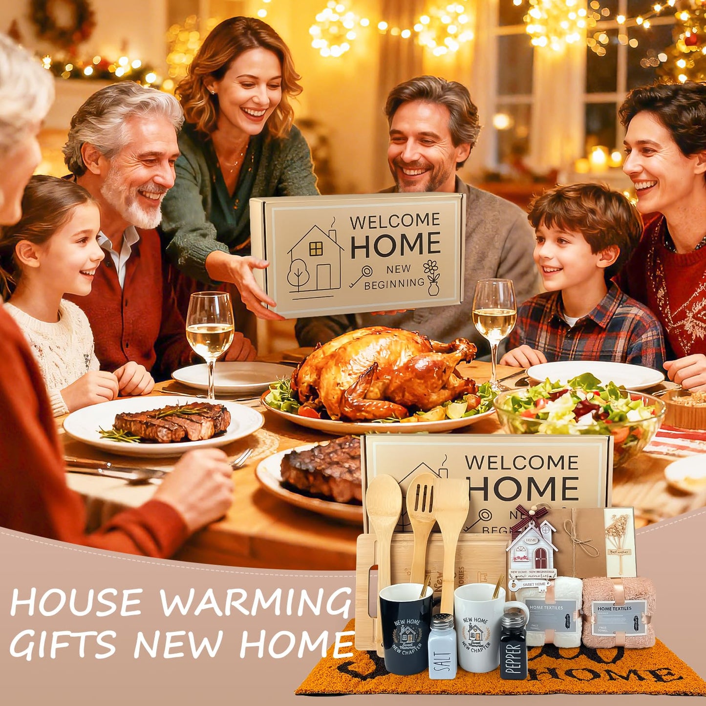 House Warming Gifts New Home,13Pcs Housewarming Gift Baskets for Couples,Women,Men,Friends,Closing Gifts for Home Buyers,House Warming Present New Apartment