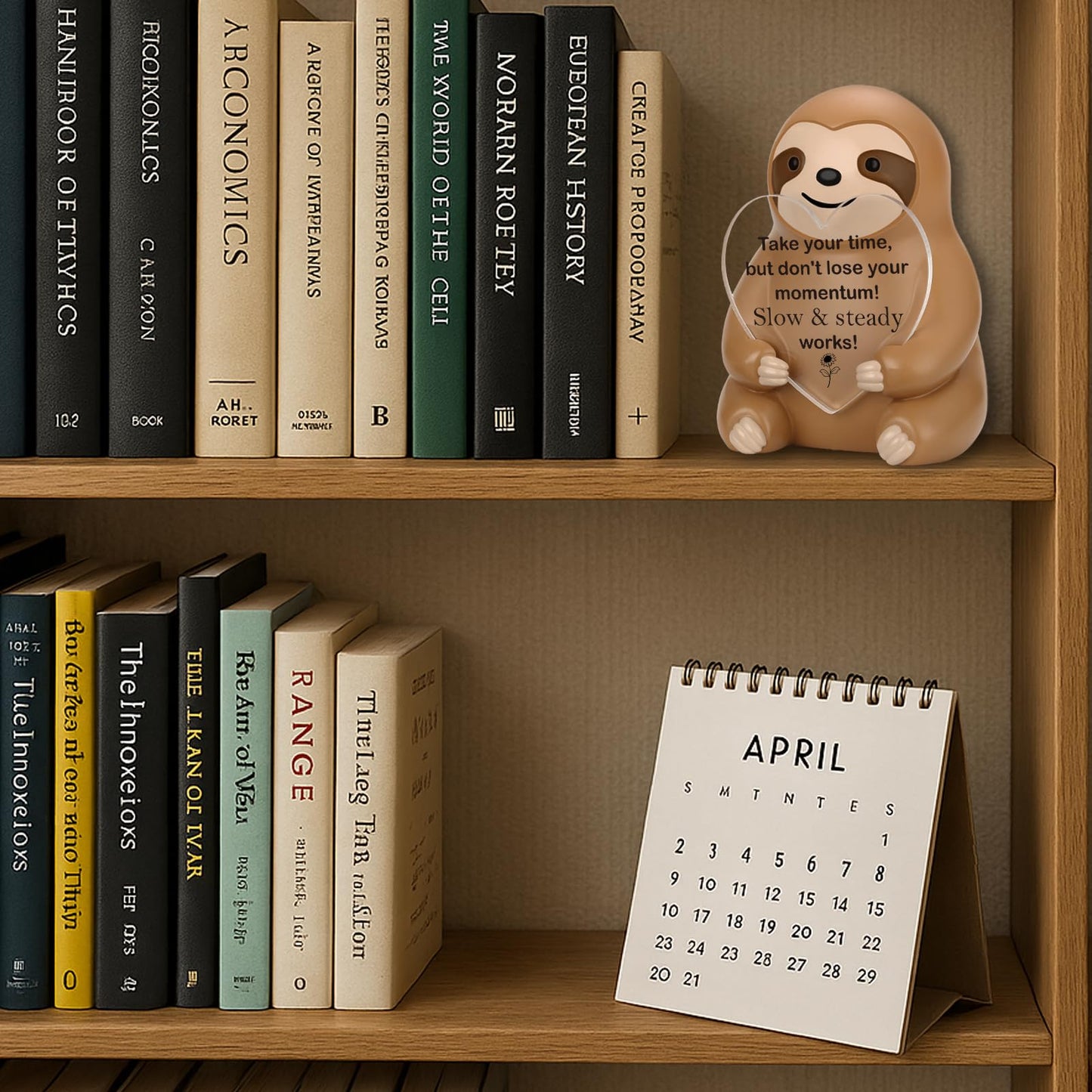 Sloth Figurine Inspirational Desk Decor, Positive Resin Sculpture Gift for Women Men, Inspirational Desk Buddy Office Décor Keepsake for Coworker Friend Student Birthday Graduation Christmas ES007