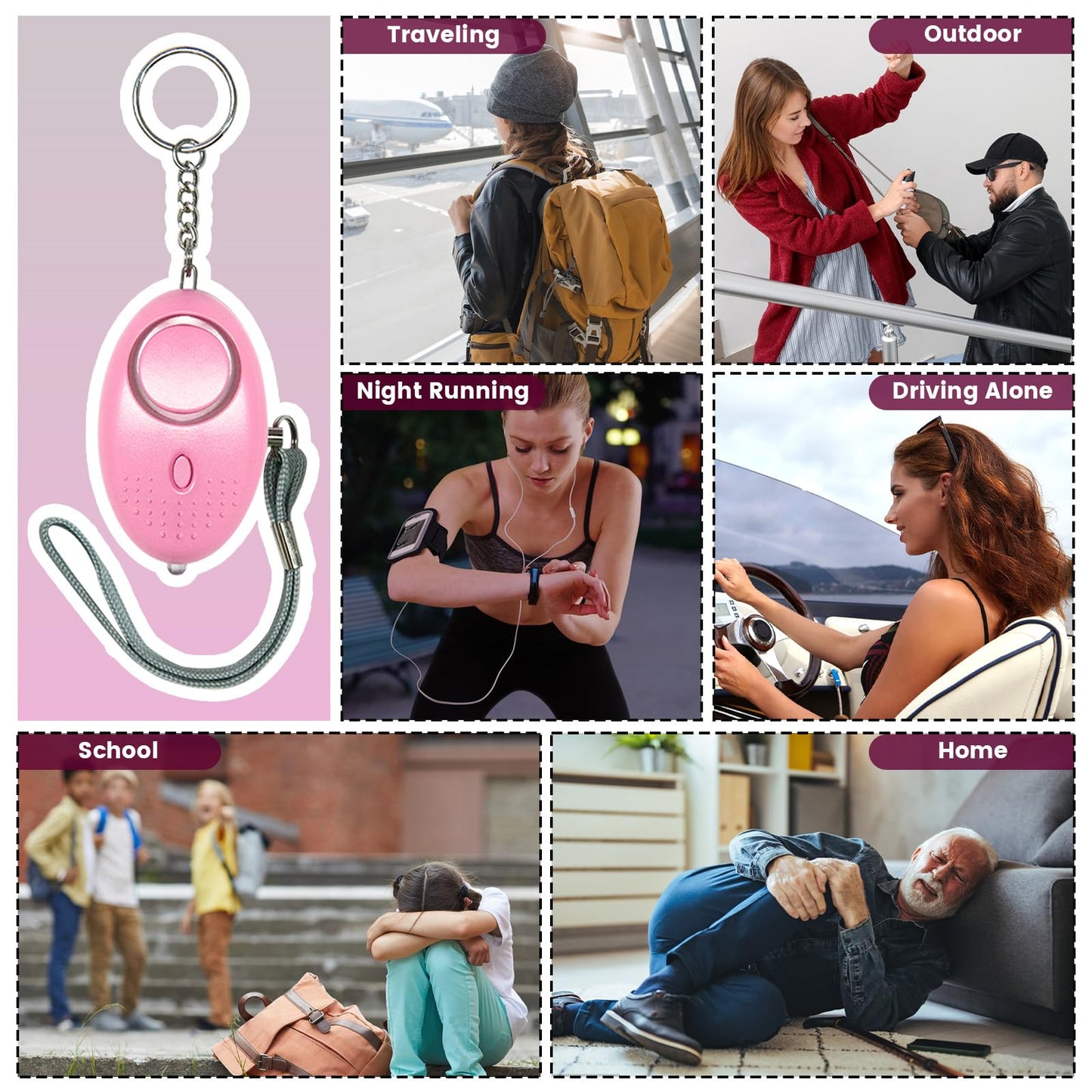 Jsngbse Safety Keychain Set for Women, Wristlet Keychain for Women with Bottle Opener, Card Holder, Wristlet Strap, Whistle, Travel Bottle Holder, Bracelet Safety Keychains for Accessories Kit