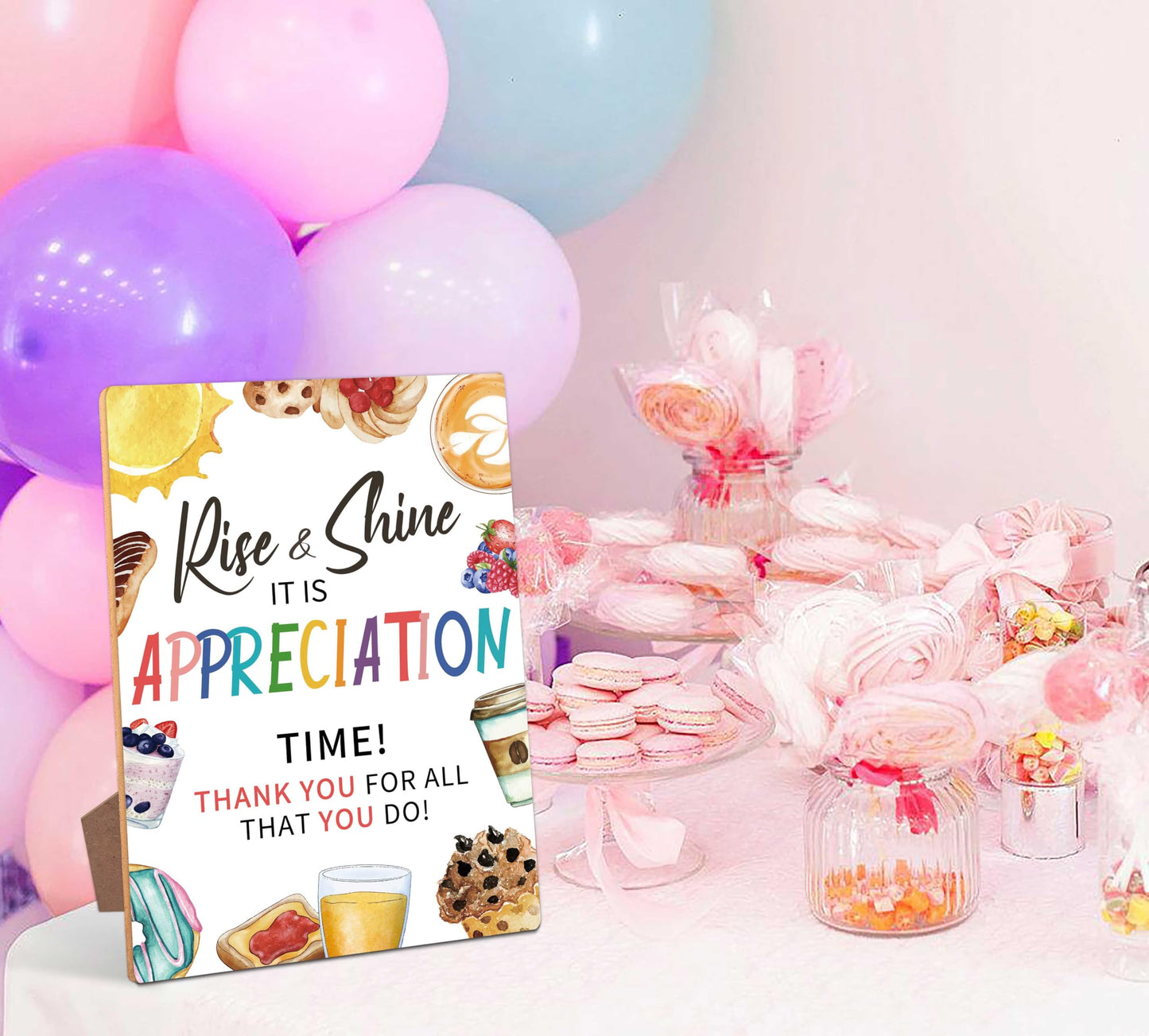 Breakfast Appreciation Sign, Rise and Shine Appreciation Decor, Appreciation Week Gift Table Decor, Employee Appreciation Sign Gift Pastor Teacher Doctor Retirement, Thank You Party Decoration