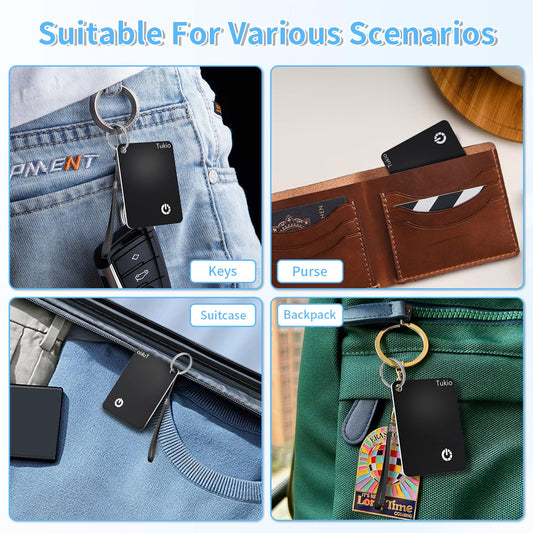 Wallet Tracker Card, Air Tracker Tag for Wallet Work with Apple Find My (iOS only), Bluetooth Tracker IP68, Rechargeable Key Finder and Item Locator for Bags, Passport, 2pcs Black[Apple MFi Certified]