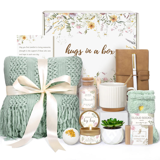 Lepiche Gifts for Women, Get Well Soon Self Care Package Box, Sending Hug Baskets Thinking of You Gift for Women Her New Mom Best Friend Birthday (Sage Green)