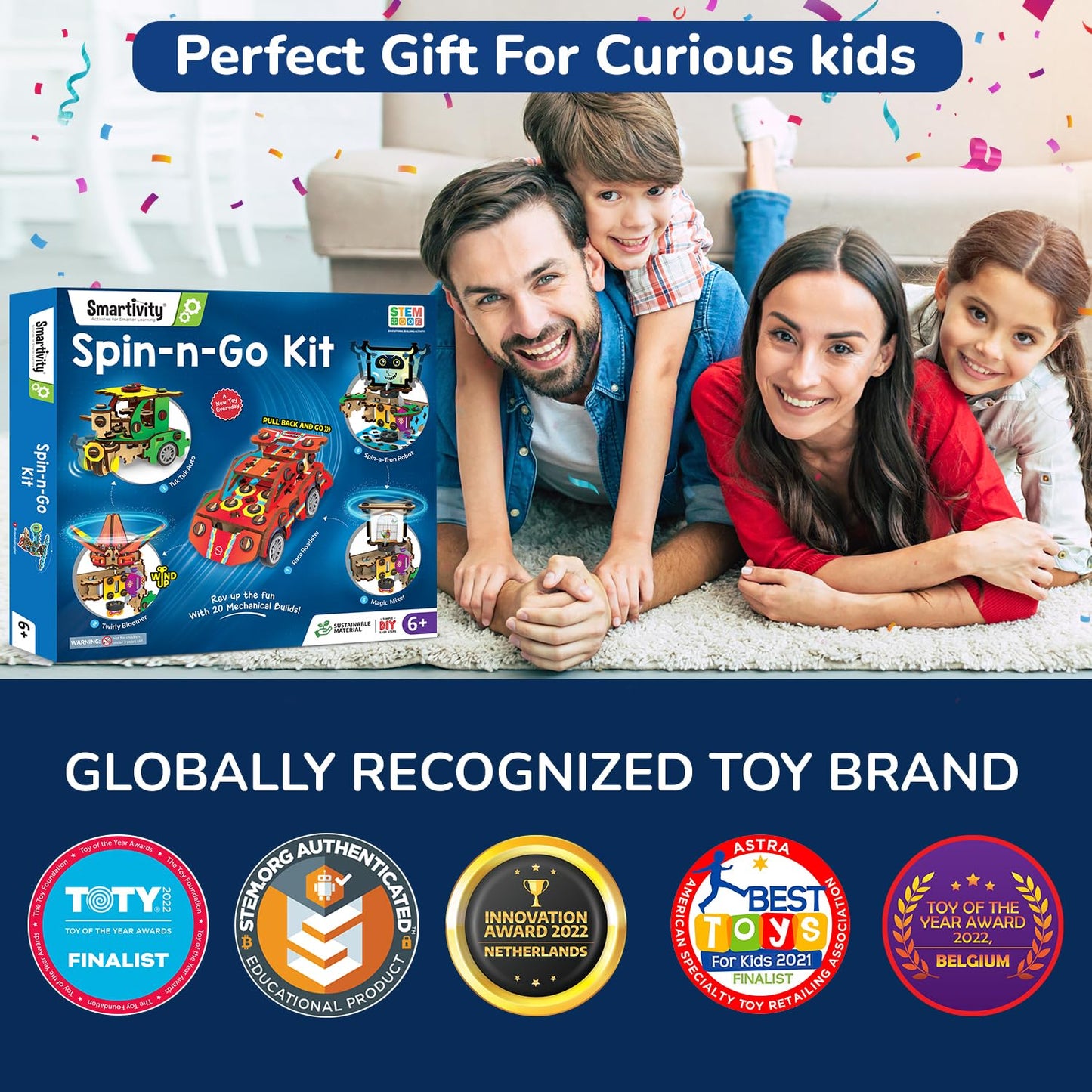 Smartivity 20in1 Spin-n-Go Kit for Kids Ages 6-7-8-9-10-11-12 I Build a Moving Robot, CAR, Airplane & More I Birthday Gifts for Boys & Girls | DIY Science Toy for Kids 6-12 Years Old