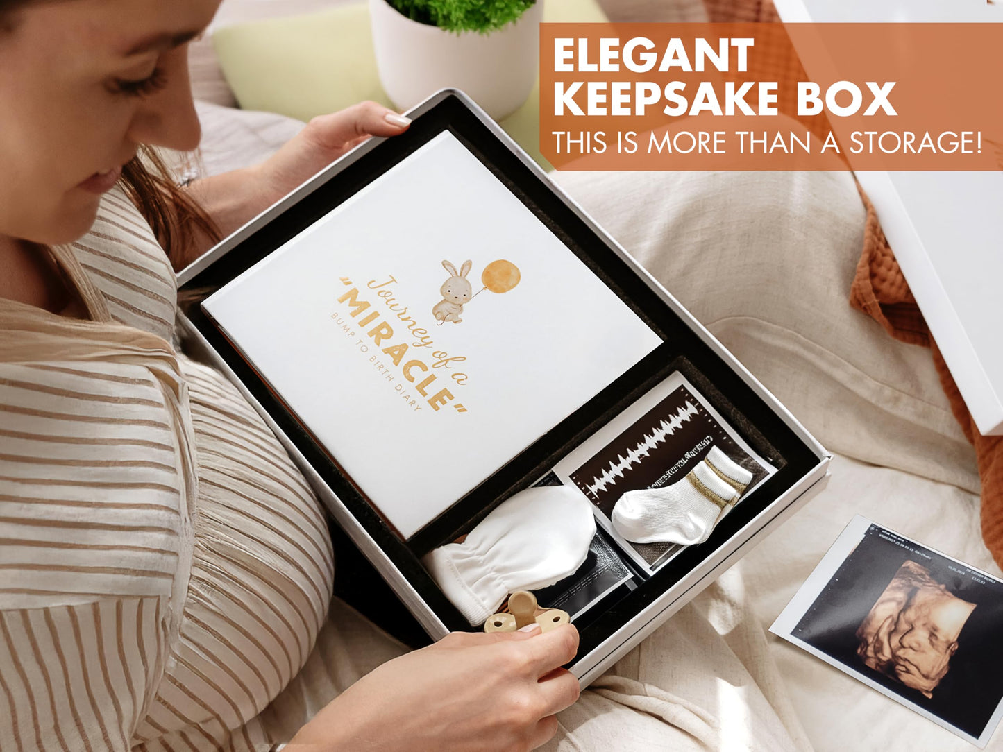 Pregnancy Journal for First Time Moms 2025, Baby Essentials Memory Book Gift Set, All-in-One Keepsake Box with Wax Seal Kit and Footprint Kit, Elegant Baby Scrapbook with Photo Album, Bump to Birth