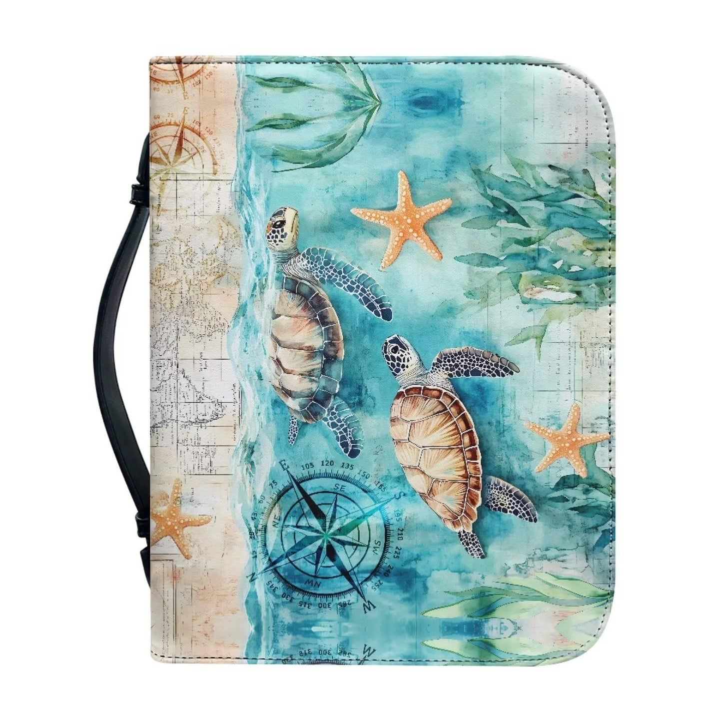 WUYOJUXA Sea Turtle Bible Cover Case for Women Men Study Bible Case Ocean Carrying Book Case for Bible Accessories Christian Gifts For Women-size：L