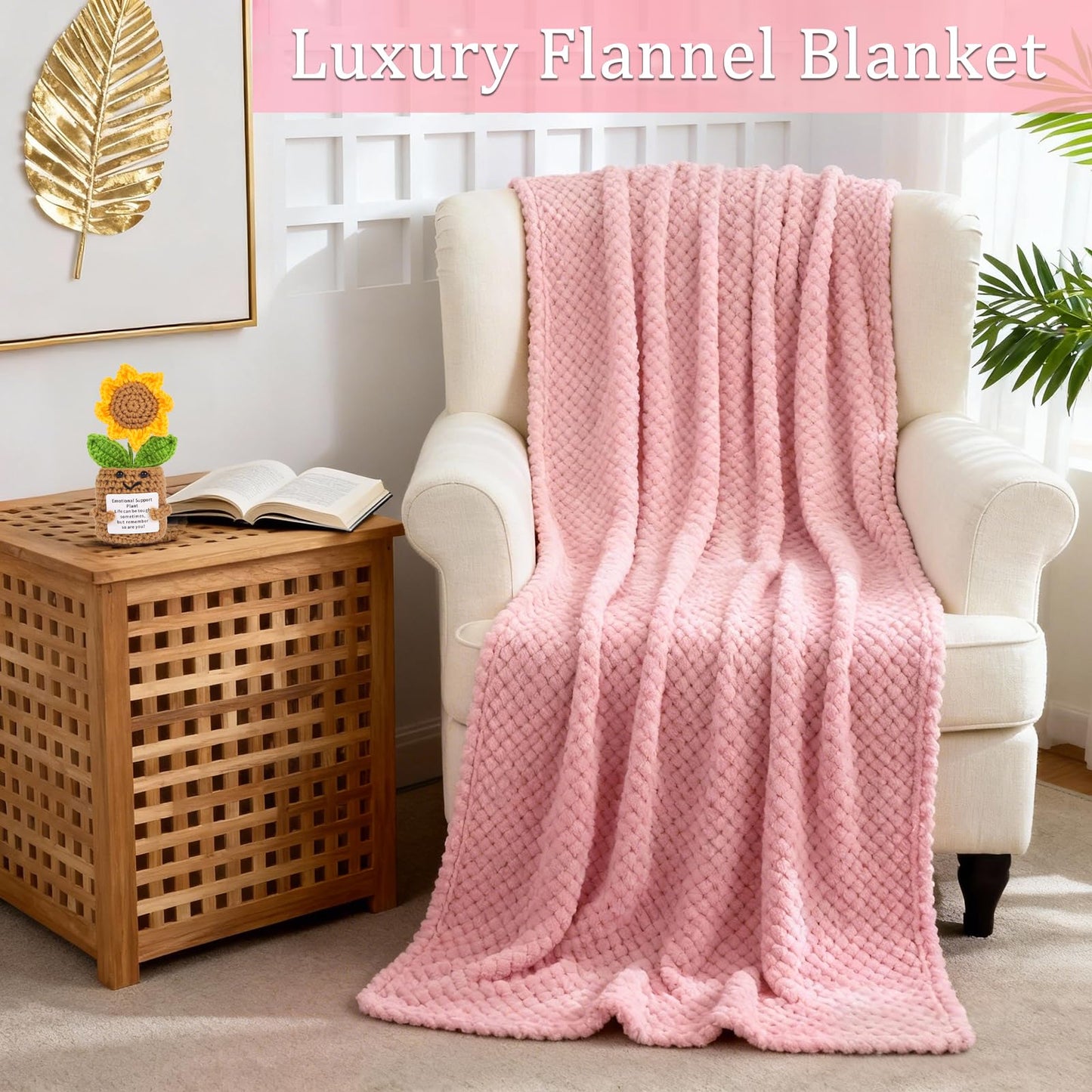 Birthday Gifts for Women Spa Care Package, Get Well Soon Gift Baskets Thinking of You Sympathy Gift, Self Care Basket w/ Luxury Flannel Blanket 16 Oz Glass Mother Day Gifts for Her Sister Wife Friend