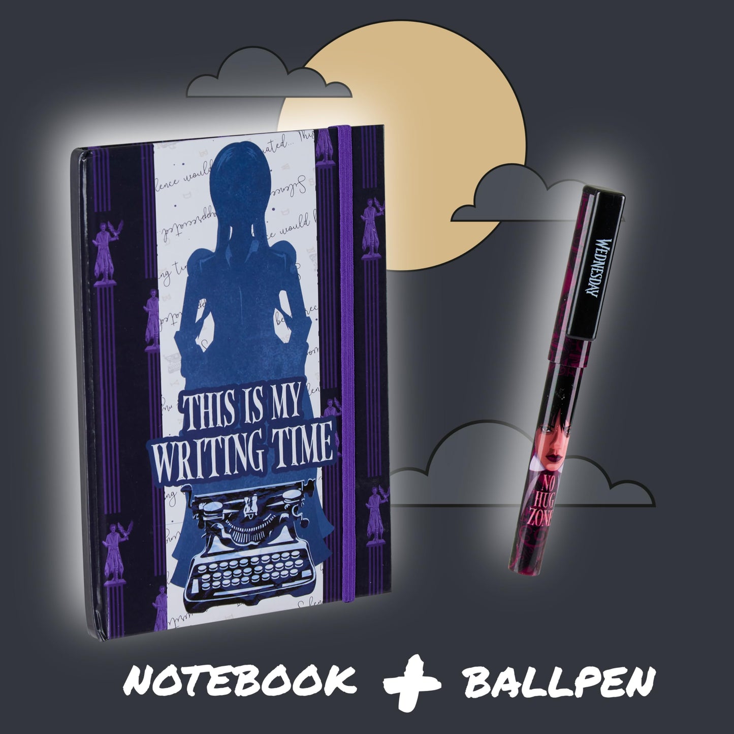 Wednesday A5 Notebook and Ballpoint Pen Set for Girls Teens Journal School Supplies Lined Notepad Cute Stationery Set Writing Kit Gifts for Girls