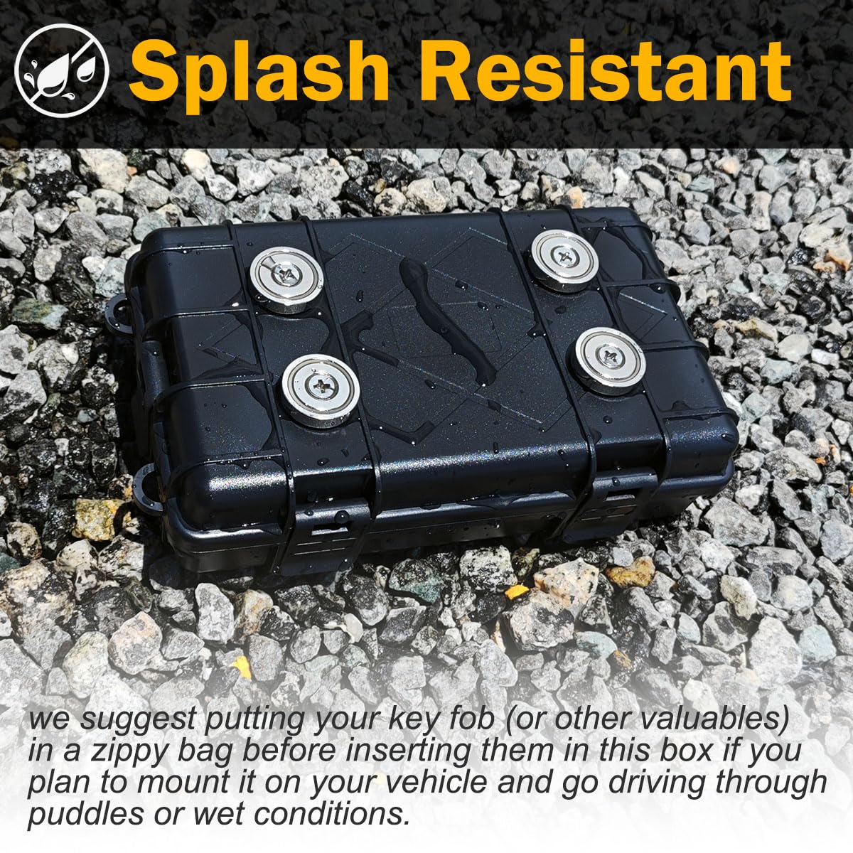 Upgrade Large 7.3''x4.2'' Magnetic Key Holder Under Trucks Car,Car Key Fob Holder,Heavy-Duty Magnetic Key Box Under Car,Hide a Key,Strong Magnetic Key Hider Outside for Hiding Keys【Splash Resistant】