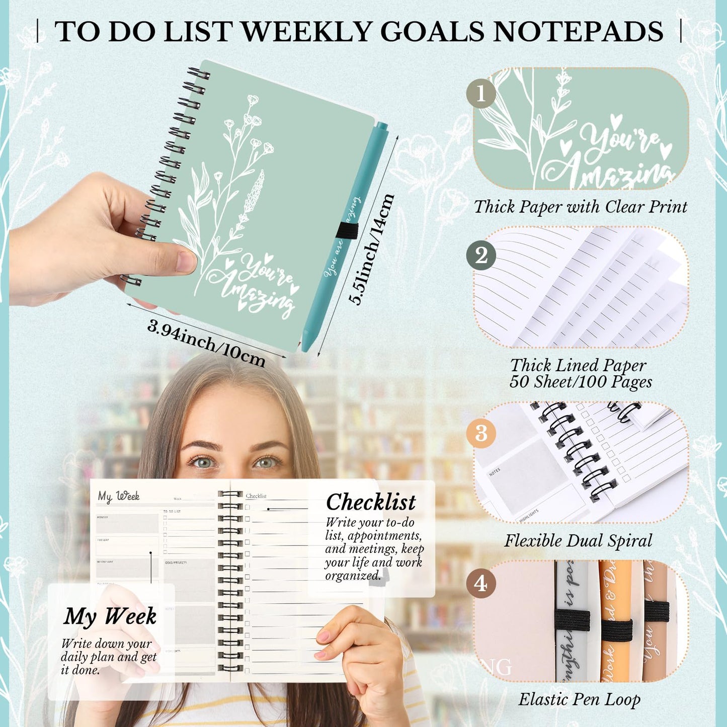 Resurhang 40 Pcs 20 Sets Employee Appreciation Gifts Bulk Inspirational Notebooks with Pens Small Notepads for Coworkers Staff Team Nurses Volunteers Students Teacher School Office Supplies