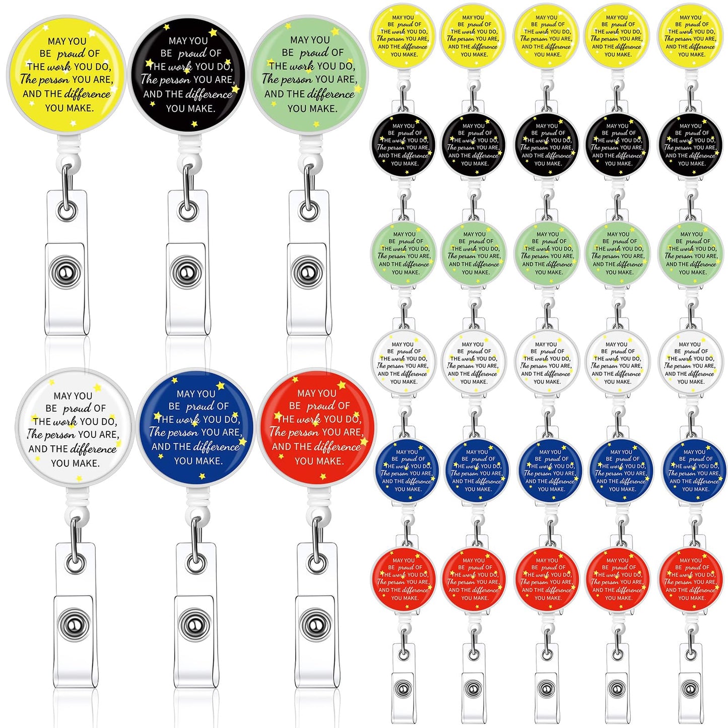 Engrowtic 36 Pcs Nurse Appreciation ID Badge Holder Gifts Bulk May You Be Proud of The Difference You Make Administrative Assistants Day Gifts Badge Reel for Women Coworker Employee (Colorful)
