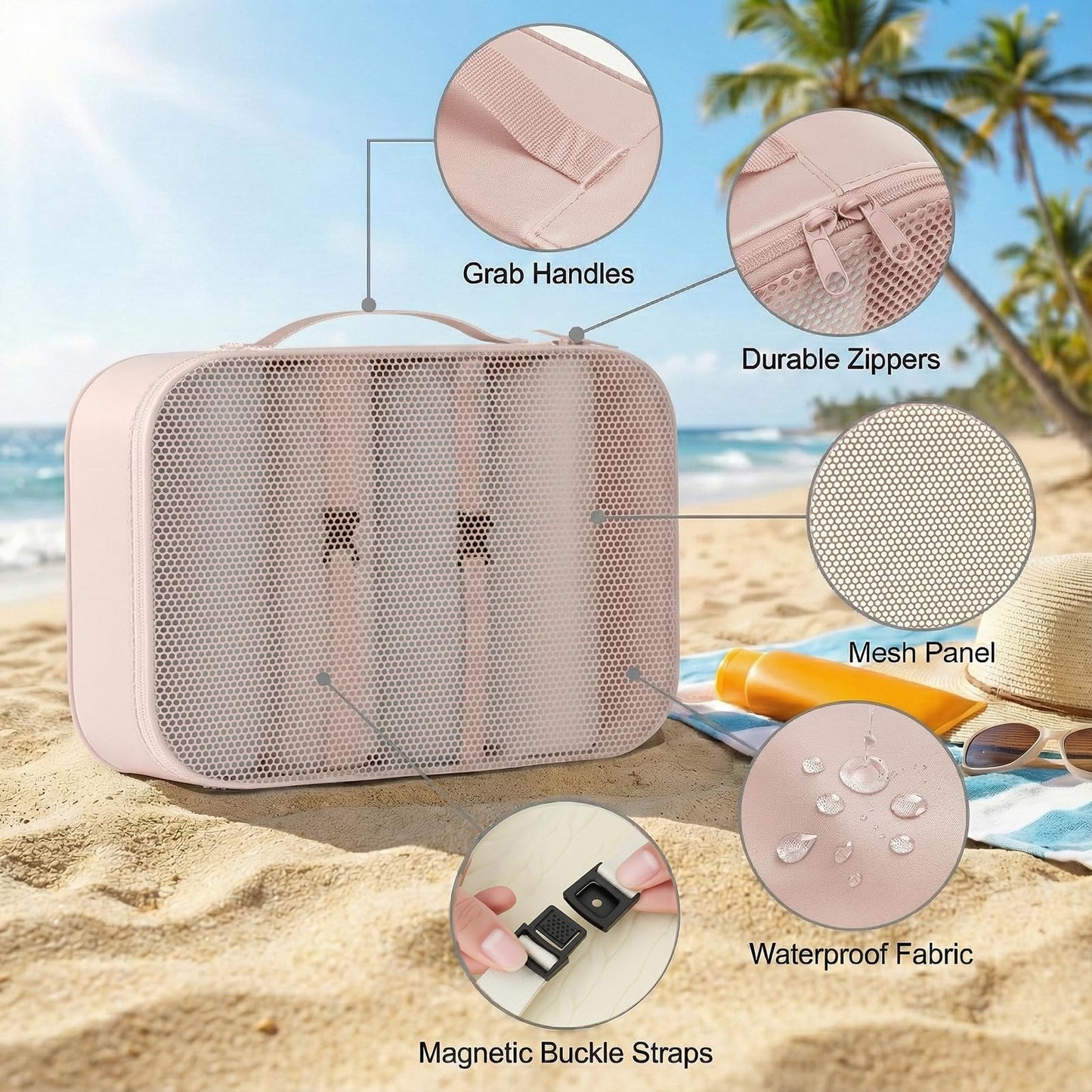 BLINGCOOL 8 Set Packing Cubes for Travel with Clear Toiletry Bag, Durable Luggage Packing Organizers, Carry-On Accessories, TSA Approved See-Through Cubes, Space-Saving Storage Bags, Gifts for Women