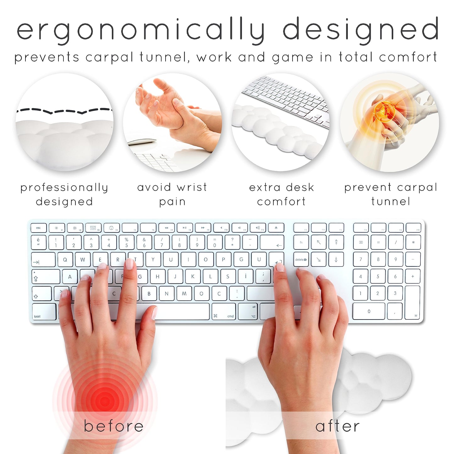 Create-ables Qloud Cloud Wrist Rest Keyboard Wrist Rest for Computer Keyboard Pad, Cloud Keyboard Wrist Rest, Wrist Pad for Keyboard, Memory Foam, Non Slip Base, Comes with Mouse Pad - Yellow
