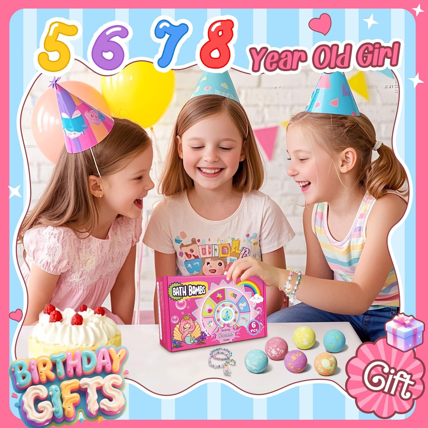 Unicorn Bath Bombs for Kids Girls with Bracelet Inside, sanyi Easter Basket Stuffers Bubble Bath Toys Birthday Gifts for 4 5 6 7 8 Year Old Girl Daughter Granddaughter