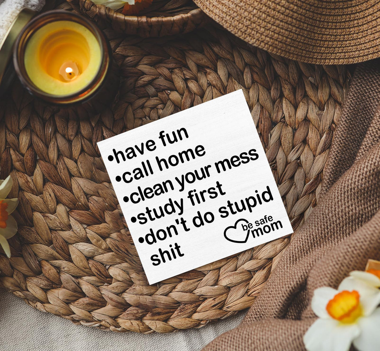 Nitelat Call Your Mom Signs - Dorm Decor for College Girls Guys, College Dorm Essentials for Guys, High School Graduation Gifts, Have Fun Call Home Clean Your Mess Study First Don't Do Stupid Shit