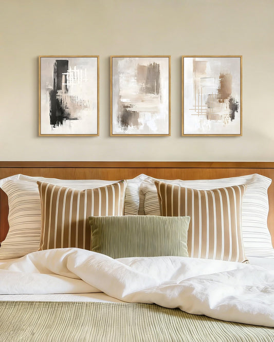 PHOPAGO Abstract Framed Wall Art Mid Century Modern Minimalist Beige Pastel Watercolor Neutral Wall Decor - 11x14in Natural Framed