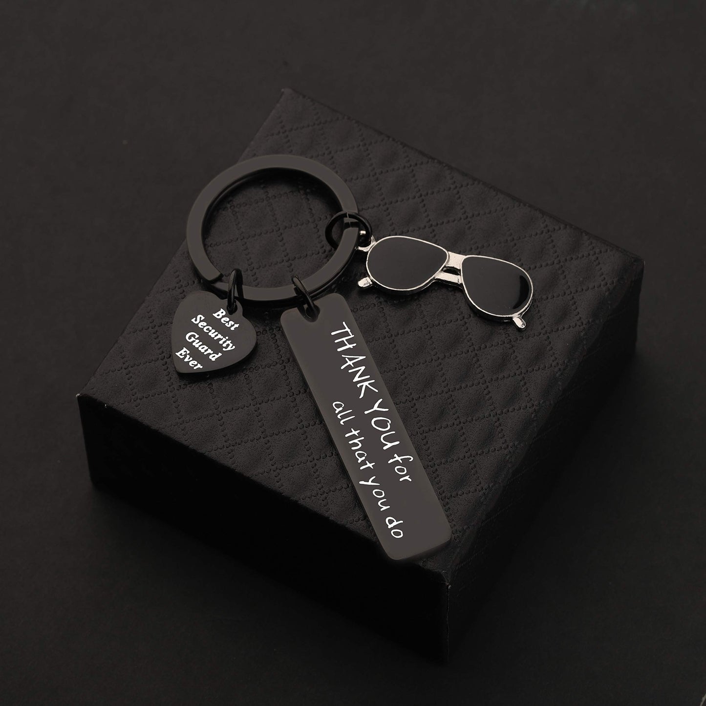 TIIMG Security Guard Gift Keychain - Thank You For All That You Do (Black)